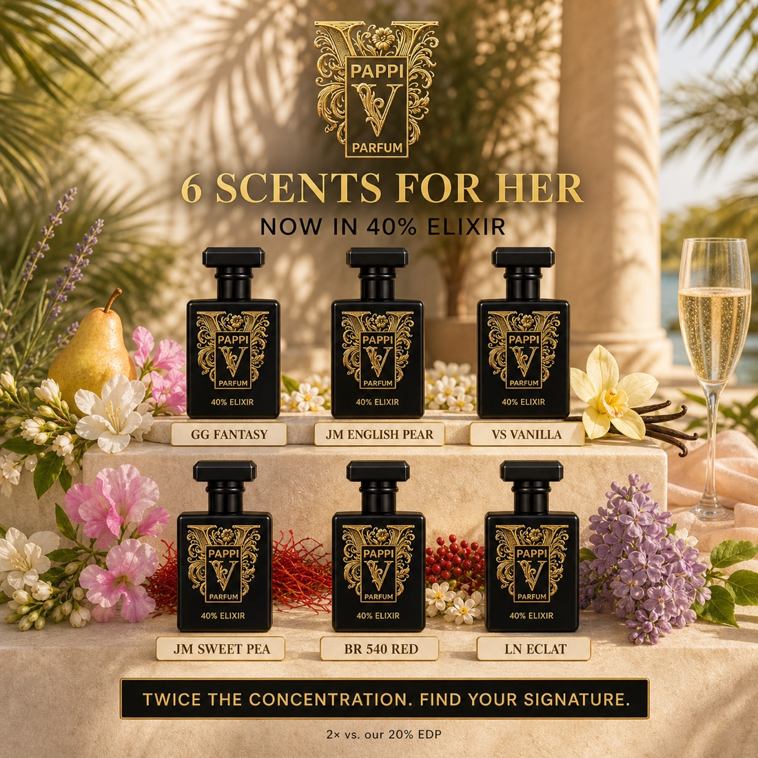 Pappi 40% Elixir scent selection for her