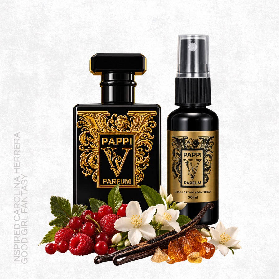 Pappi Fantasy Parfum and Elixir with red berries, jasmine, vanilla and amber